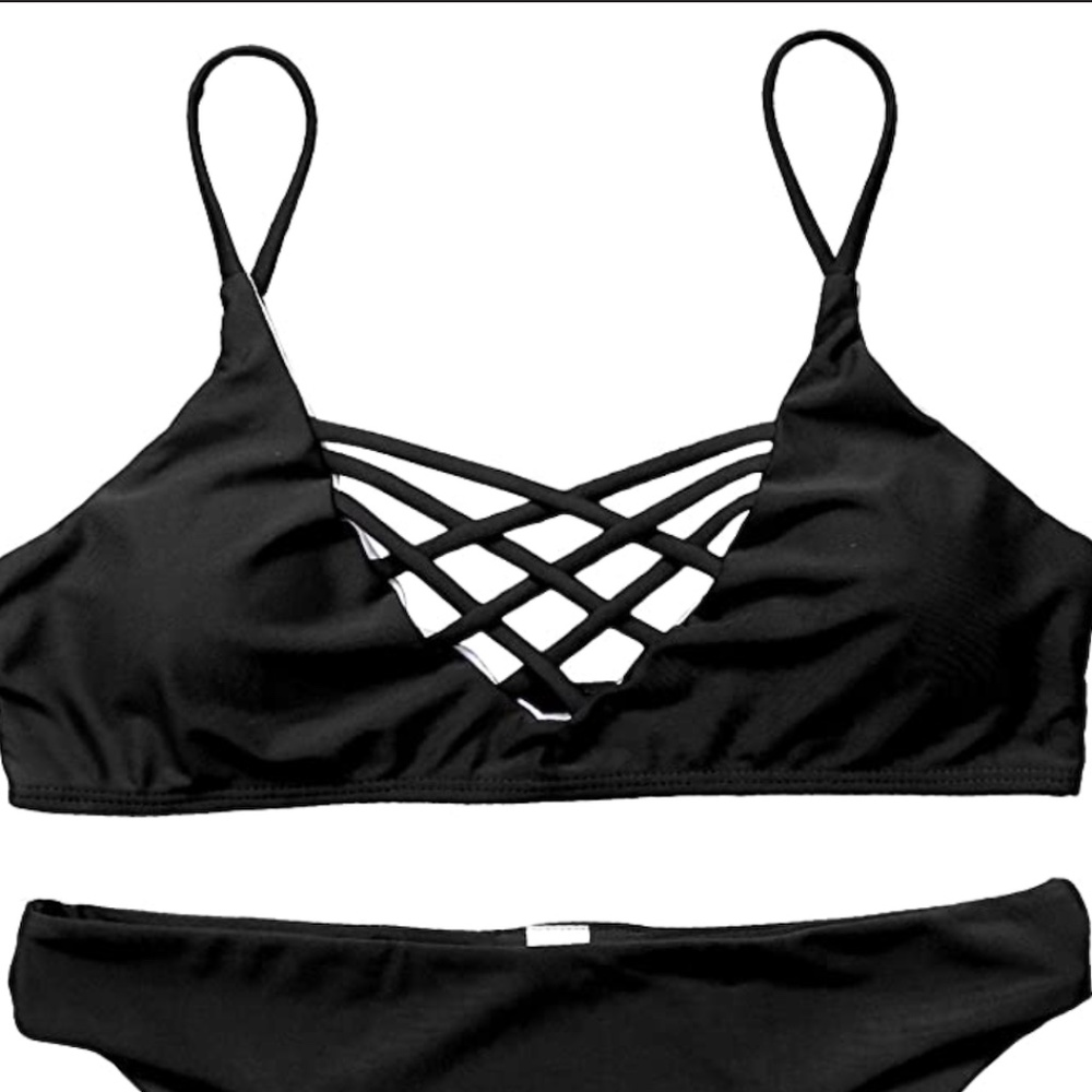 Black Criss Cross Bikini Top